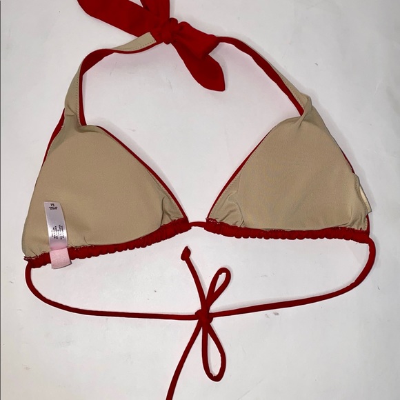Victoria’s Secret Triangle String Double Tie Red Bikini Top ONLY Medium Swimwear - Picture 5 of 8
